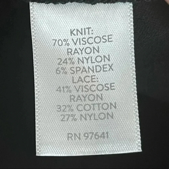 J. Jill Ponte Women's Black Medium 3/4 Sleeve Lace Viscose Nylon Stretch Top M - Picture 5 of 7